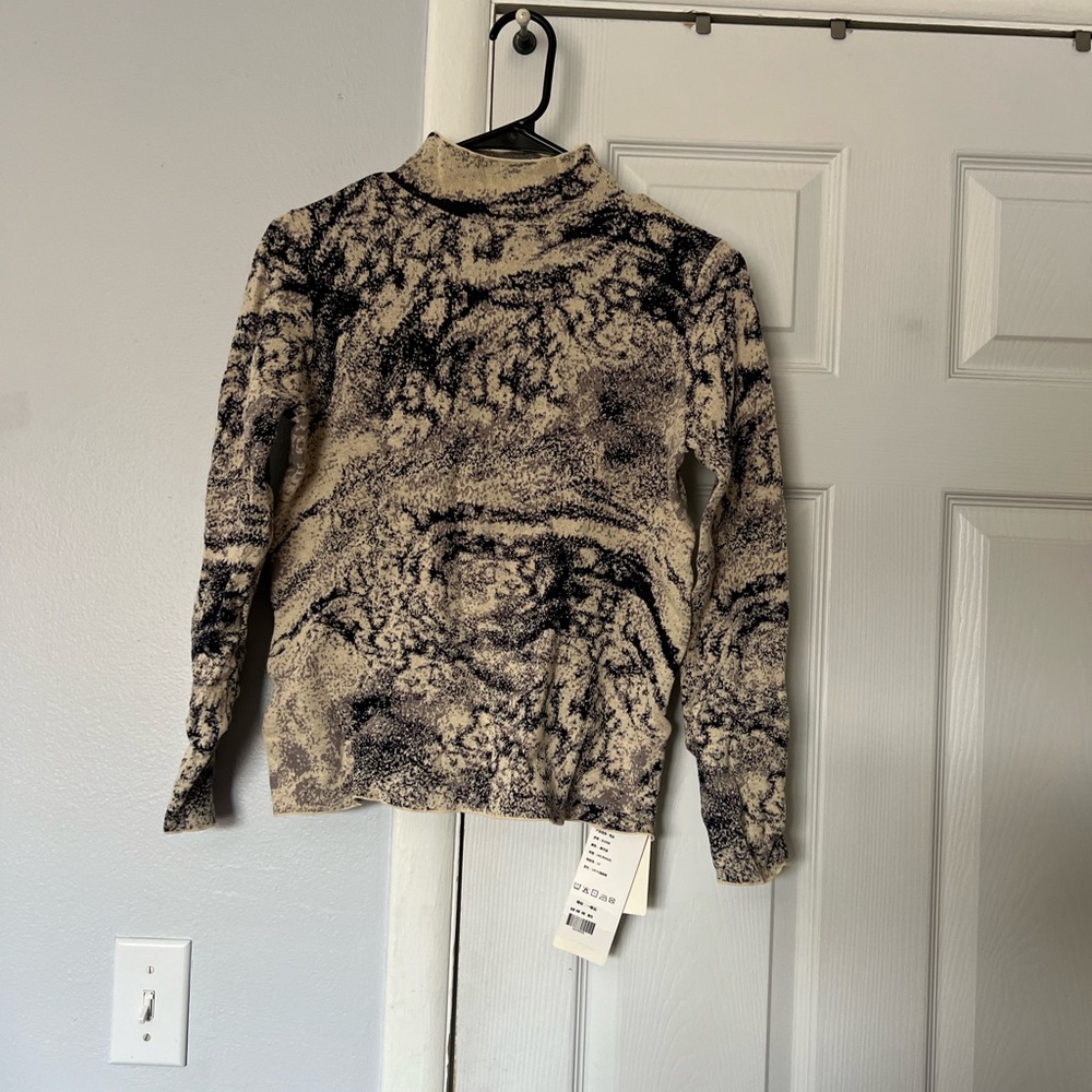 Marble Pattern Sweater - Navy and Cream size s